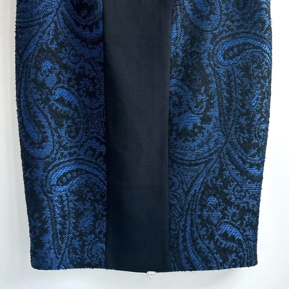 Ted Baker Carron Jacquard Wool Blend Midi Pencil Skirt Size 5 Blue & Black - Picture 4 of 17